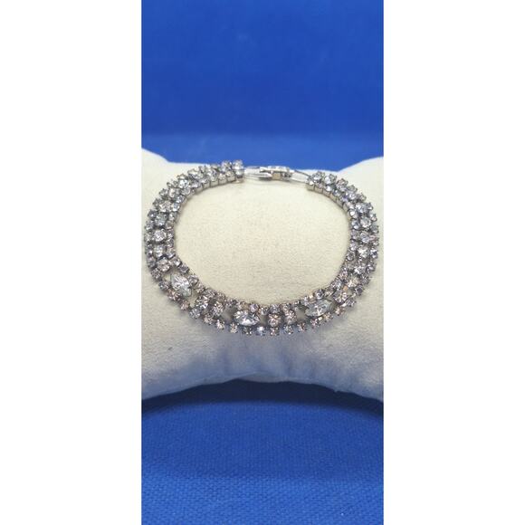 Signed "EISENBERG ICE" Silver-Tone Rhinestone Bracelet- 7" Long- Nice Vintage! - Picture 1 of 7